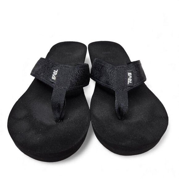 Teva Mush Micro Wedge Thong Sandals Women's Hawaiian Floral Embroidered Strap 9 - Picture 2 of 9